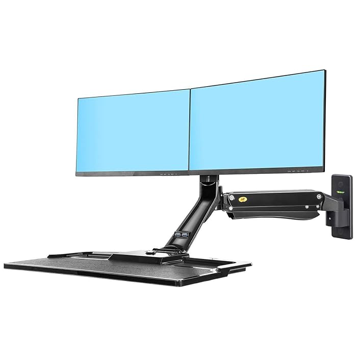 Buy NB Wall Mount Dual Monitor Arms & Keyboard Laptop Tray TV Stand Ergonomics Interactive Sit