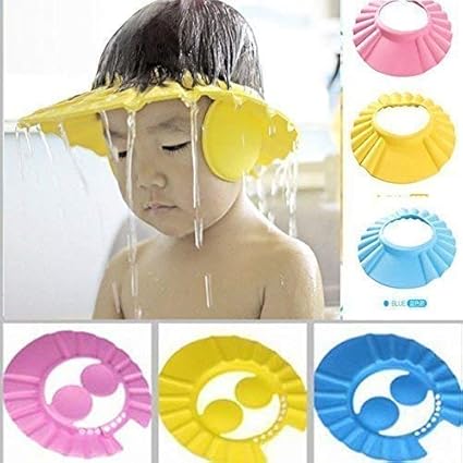 ZOSOE New Adjustable Safe Soft Bathing Baby Shower Cap Wash Hair For Children Baby Eye Ear Protector Adjustable Leaves Shape Bathing Shower/Shamoo Cap Hat Baby Shower Caps (Multicolor)