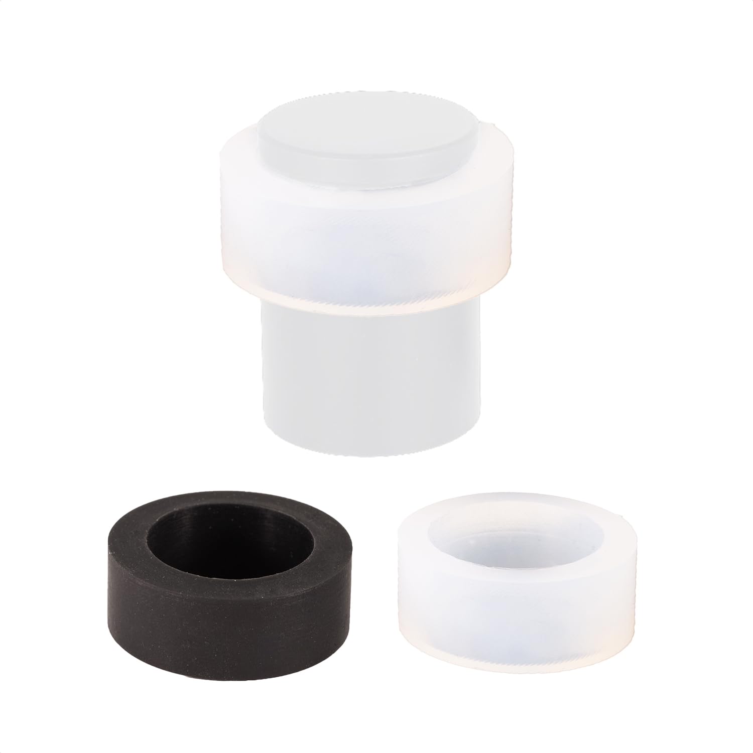 Evi Herrajes Door Stop | 24 x 35 mm | White Lacquered Stainless Steel | Threaded Base | Includes Screw + Mounting Plug + Black and White Protectors
