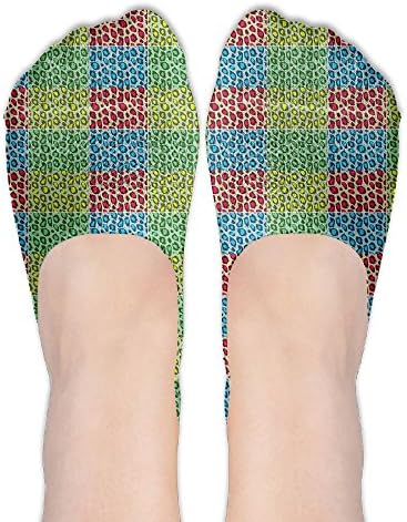 Colorful Leopard Print Women No-Show Casual Liner Socks Non Slip Flat Boat Ankle Socks