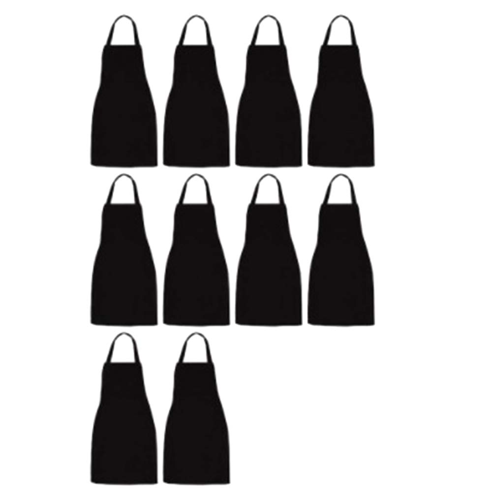 BGFAVCV 10 Pack Bib Apron - Unisex Black Apron Bulk with 2 Roomy Pockets Machine Washable for Kitchen Crafting Bbq Drawing