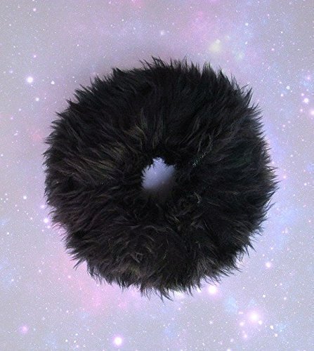Amazon Com Fuzzy Scrunchie Black Fluffy Hair Tie Fur Furry