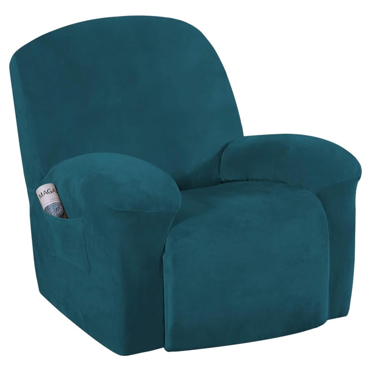 BellaHills Velvet Plush Couch Cover for Recliner Couch Stretch Sofa Slipcover Featuring Plush Soft & Comfortable Fabric, Slip Resistant, Form Fit Stretch Furniture Protector (Recliner, Deep Teal)
