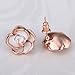 BoBoDeng 2 Pairs Pack White / Black Rose Gold Plated Flower Stud Earrings for Women Girls Gift
