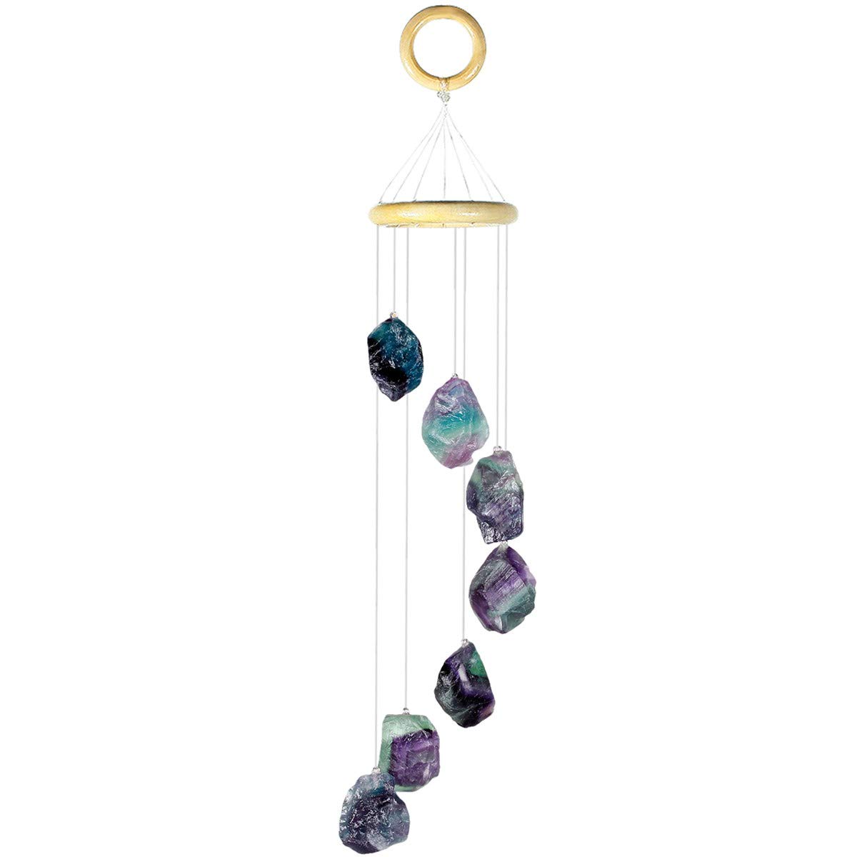 mookaitedecor Natural Gemstone Wind Chime Mobile, Crystal Stone Wind Chimes for Home Garden Patio Indoor Outdoor Decor