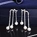 Merdia 925 Sterling Silver Long Dangle Pearls Earring for Women