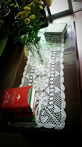 Laivigo Handmade Crochet Lace Table Cloth Doilies Doily,Rectangle,16 x 24 Inch,White - Thumbnail 3