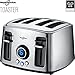 Hephaestus 4 Slice Bagel Toaster Extra Wide Slot and LED Display Adjustable Temperature Control with Removable Crumb Tray Brushed Stainless