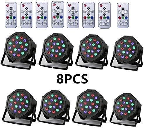 XPC Par Stage Light, 18x3WLED RGBW Par Can with Remote Control DMX Lights for Church Wedding Party Stage Lighting (8PCS)
