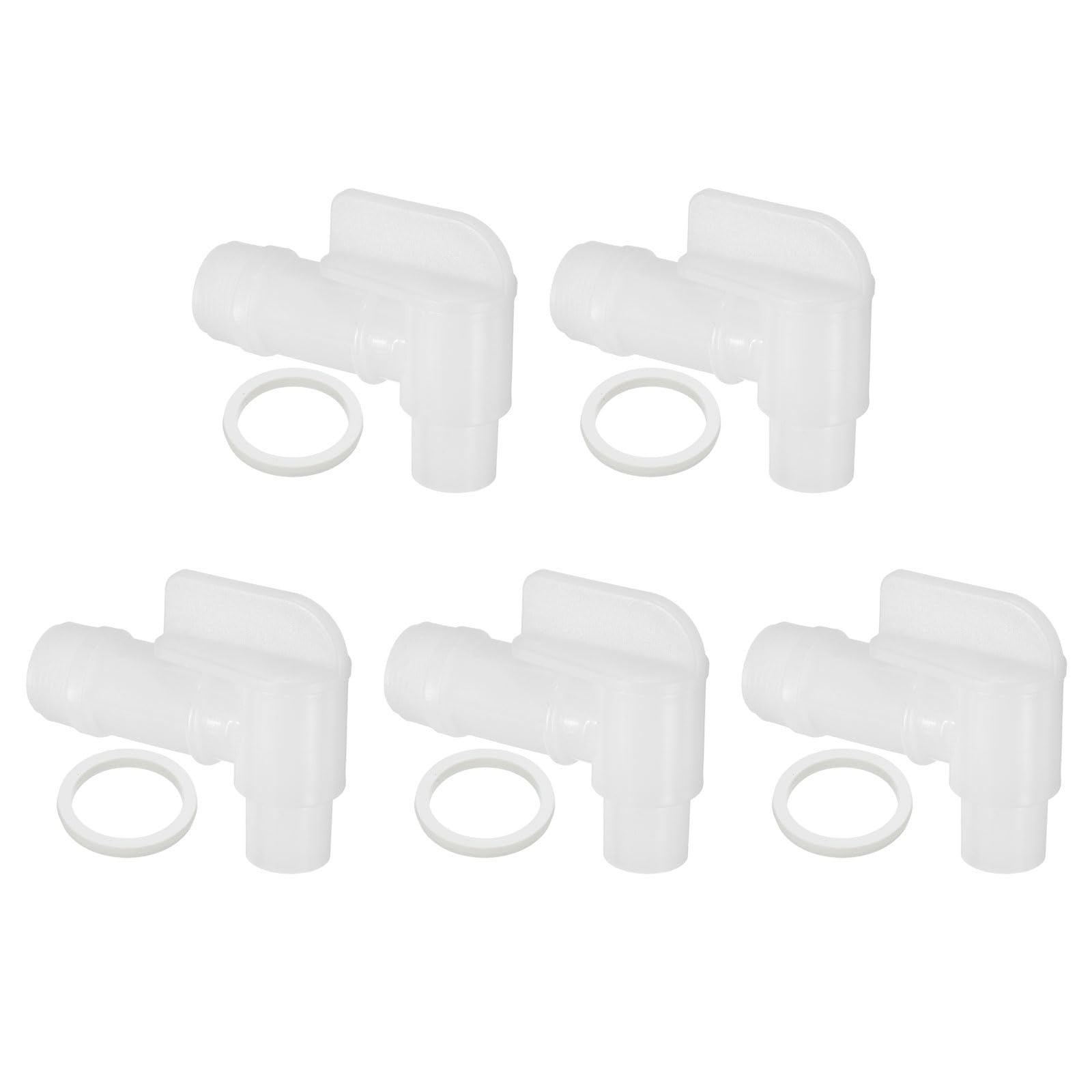 PATIKIL 2" Plastic Spigot Faucet, 5 Packs Barrel Faucet Durable Polyethylene Material Replacement Spigot for 15/30/50 Gallon Plastic & Steel Drum, White