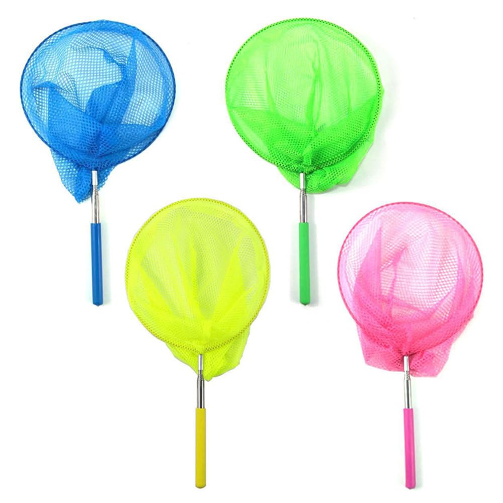 Roysmart Telescopic Children's Landing Net, Pack of 4 Children's Butterfly Net with Telescopic Rod, Outdoor Ideal for Catching Insects, Fishing, Outdoor Garden Activities, Nature, Science Exploration
