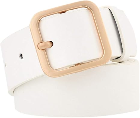 Amazon Co Jp Nicircle 新しいレディースベルトの正方形のバックルの方法傾向の野生の装飾的なベルト メンズ レディース 細ベルト 本革 レザー 耐久性 カジュアル 柔らかい 高級感 無段階調節 無調整スーツベルト 通勤 通学 バレンタインデー 誕生日 ホワイトデー
