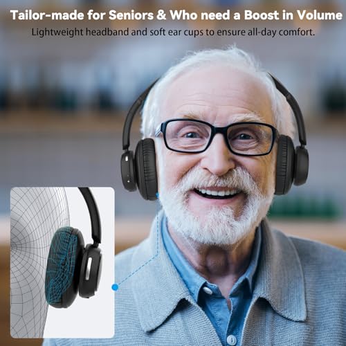 ANSTEN TV Headphones Wireless, 35Hrs Playtime, No Audio Delay | Wireless headphones for seniors, easy to set up, wireless headphones for TV with charging station