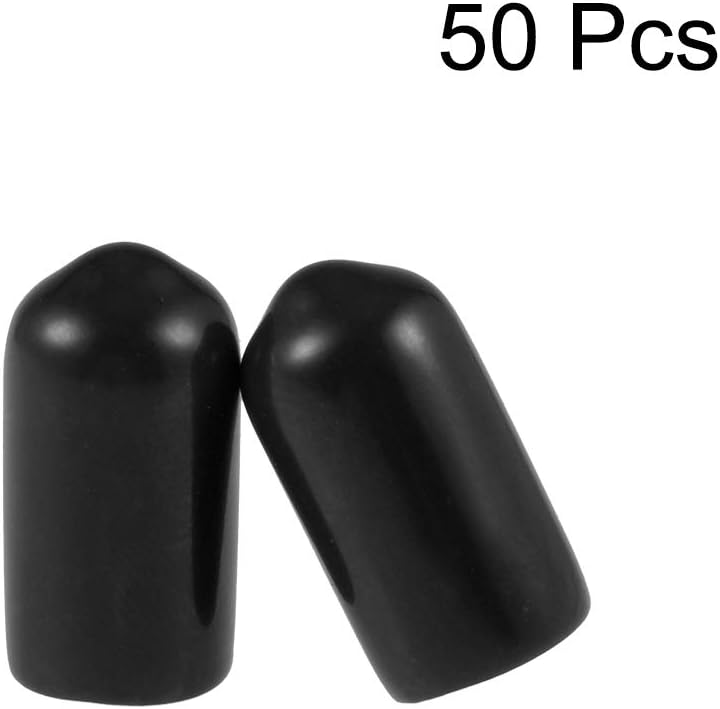 sourcing map 50pcs Rubber End Caps 6.5mm ID Vinyl Round Tube Bolt Cap Cover Screw Thread Protectors Black - Image 3