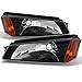AKKON - For Chevy Avalanche Body Cladding Model Black Bezel Bumper Turn Signal Light Lamps Replacement Pair
