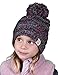 Funky Junque Kids Purple Stocking Cap, Toddler Beanie Winter Hat, Soft Cable Knit Pom Pom, Ages 1-4 - 4 Tone Mix - Black, Purple, Orange, Teal