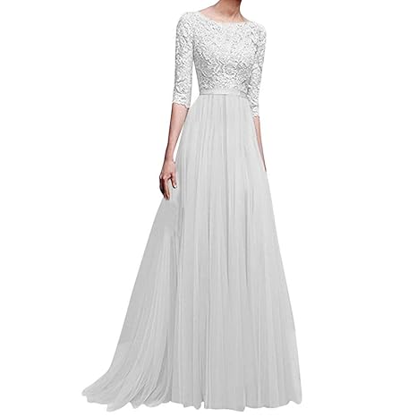 Amazon Com Women S Lace Long Sleeve Floor Length Evening