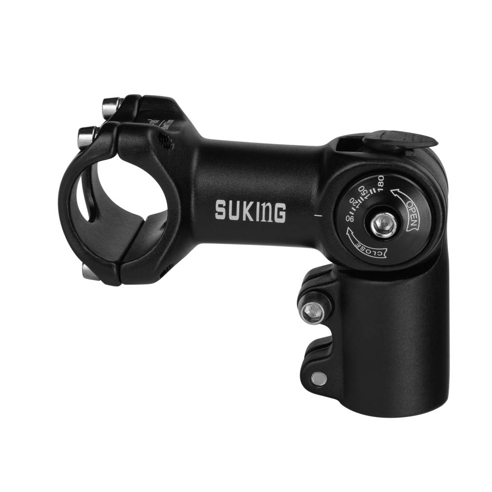 CYSKY 25.4 Stem 60mm/80mm/100mm Adjustable 0-90 Degree MTB Stem Mountain Bike Stem Riser Bicycle Handlebar Stem for Mountain Bike Road Bike BMX City Cycling (Black, 80mm)