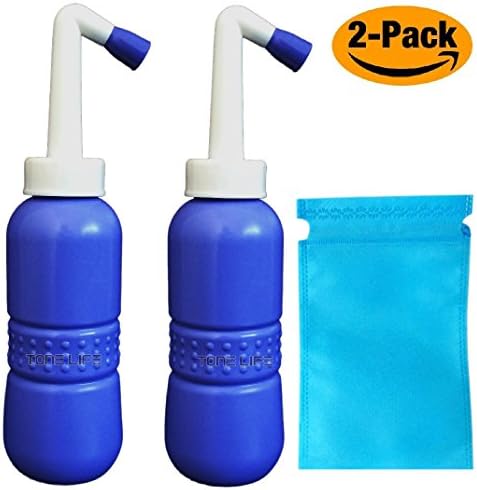 2-PACK Portable Bidet Sprayer Travel Bidet Easy-to-use Portable Bidet with Convenient Nozzle Storage, Travel Bag, 450 ml Capacity, and Angled Nozzle Spray,English Maunal (Bidet-Blue-2pcs)