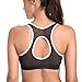 SYROKAN Women's High Impact Front Zip Wirefree Supportive Sports Bra Black & White 36C