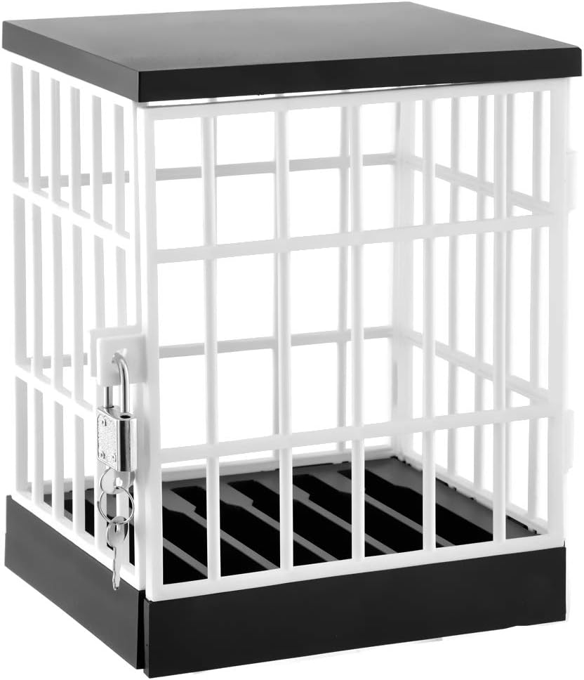 Easy Assemble Mobile Phone Jail Cell Phones Prison Lock Up Safe Smartphone Stand Holders Classroom Home Table Office Storage Gadget -Family Time, Party Fun Novelty Gift Idea
