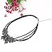 QIYUN.Z Antique Silver Large Butterfly Pendant Hollow Out Leather Rope Necklace