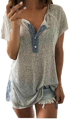 Kstare Short Sleeve Button Loose T-Shirt Casual Blouse Tops…