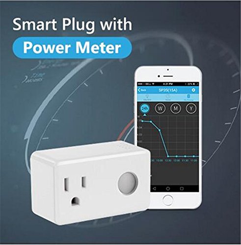 Broadlink SP3S Wi-Fi Smart Timer Plug With Energy Monitoring,Wireless Remote Control Socket with Night Light Energy Meter Home Automation