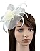 Urban CoCo Women's Vintage Flower Feather Mesh Net Fascinator Hair Clip Hat Party Wedding (Beige)