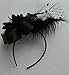 Coolr Fascinators Hair Clip Headband Feather Flower Veil Wedding Headwear Bridal 1920s Headpiece, A Black, One Size