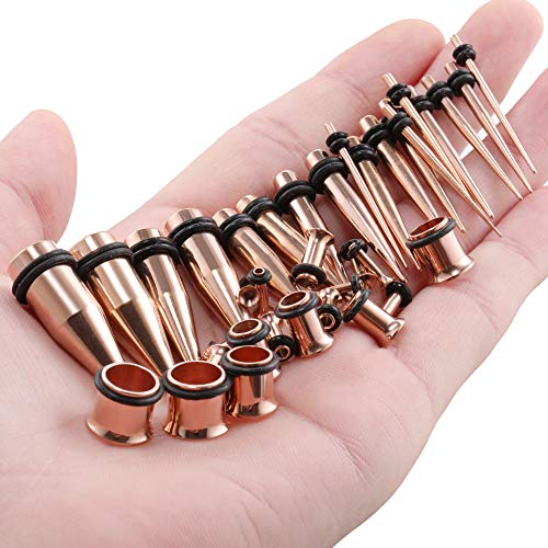Xpircn 36PCS 14G-00G Taper Gauge Plugs Stainless Steel Ear Stretching Kit with Rubber O-Rings for Men Women - Thumbnail 3