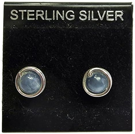 Kyanite and Sterling Silver Wire-Wrapped Post Earrings