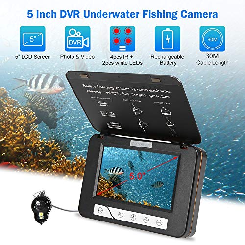 MOOCOR Underwater Fishing Camera HD 1000 TVL 5" Fish Finder Video CAM