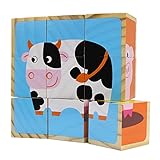 Professor Poplar's Barnyard Animals Stacking Puzzle Blocks, 9 Pieces