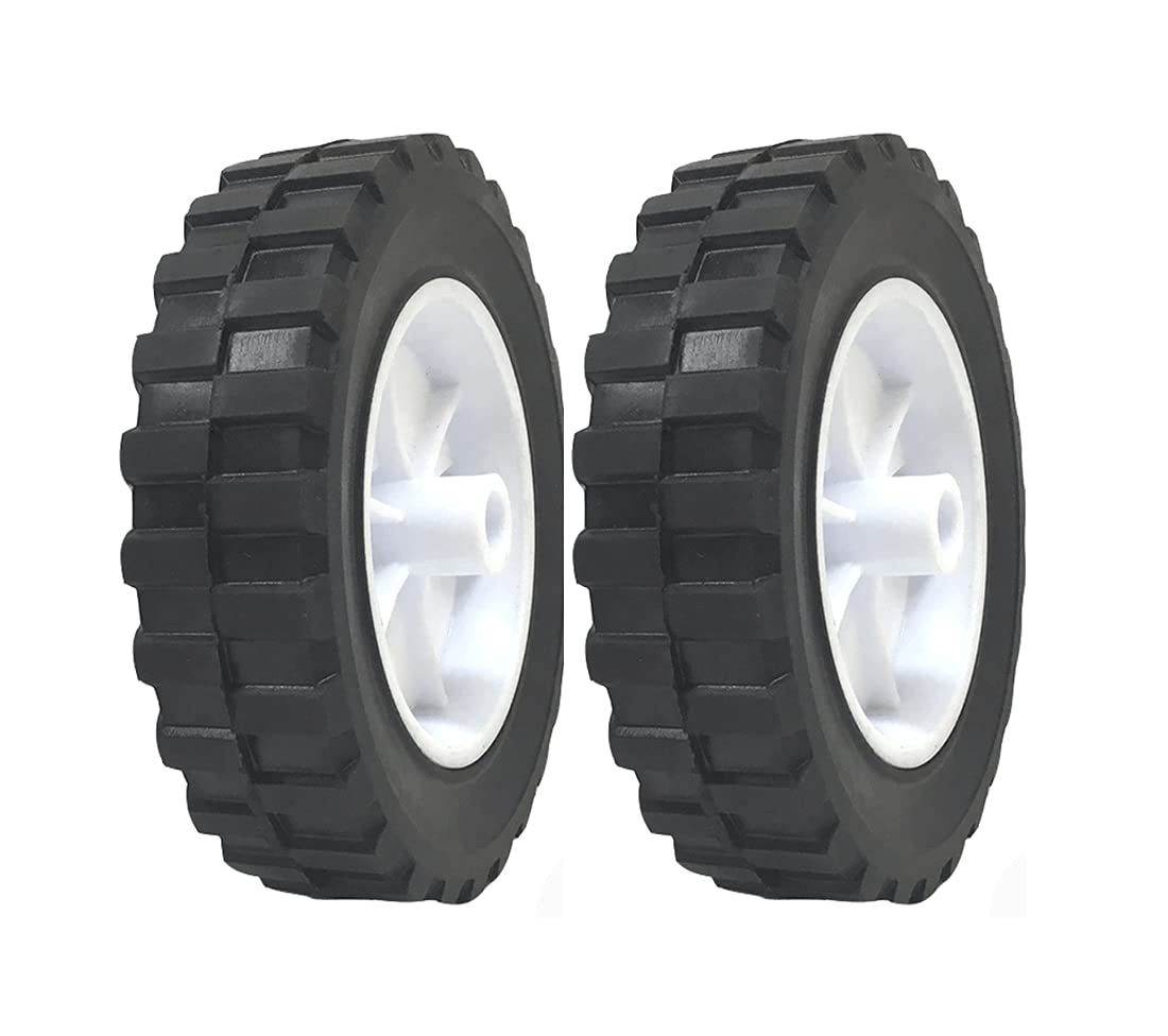 Photo 1 of 2 Pack - 6" x 1.5" Solid Rubber Flat Free Tire Hand Truck Plastic Wheel - – 1/2" Axle Hole - 70 lbs Capacity
