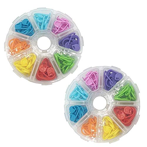 Mydio 208 Pieces Locking Stitch Markers with Clips,Assorted Color Crochet Locking Stitch Markers Knitting Stitch Counter Needle Clip with Storage Case