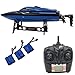 Blomiky H100 2.4GHz 4CH 20MPH High Speed Racing Blue RC Boat Remote Control Boat Extra 2 Battery TKKJ H100 Ship Blue