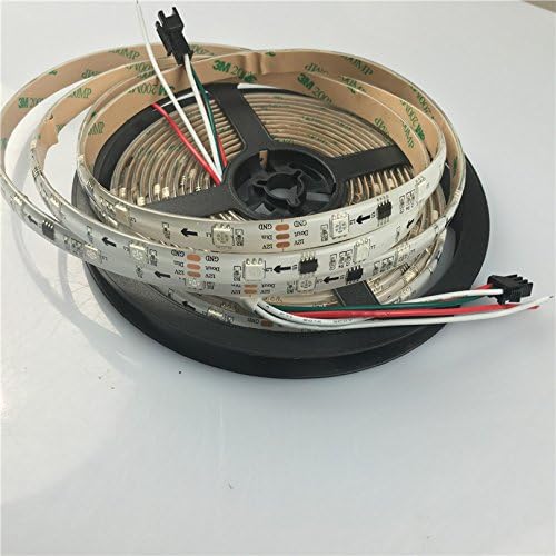 Led World 16.4ft WS2811 IC Addressable Digital Color 5M 5050 RGB 150 LED Strip Light 12V IP65 Epoxy Waterproof White PCB