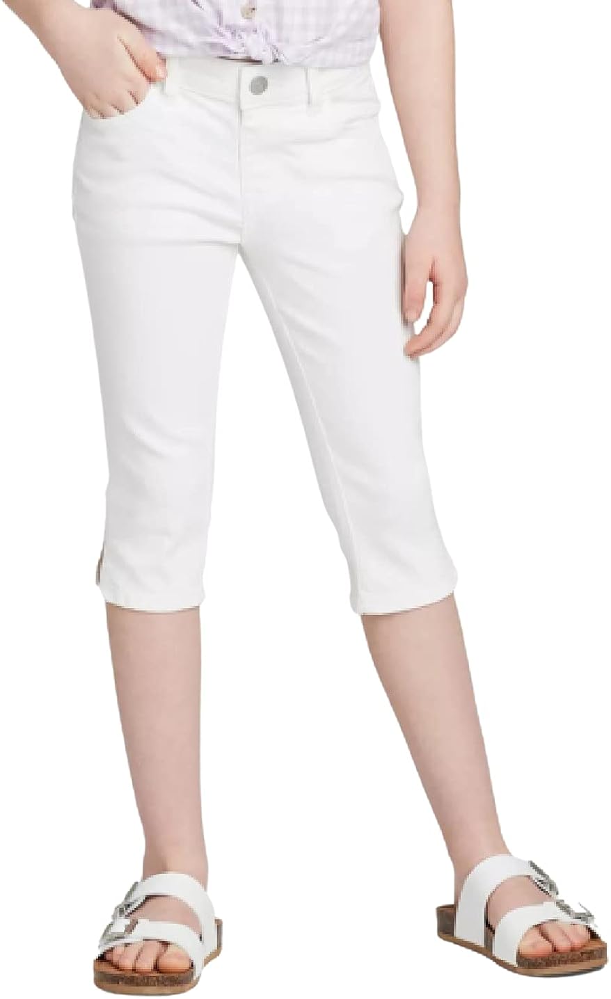Cat & Jack Girls' Jeans Capri (M (7/8)) White Clothing
