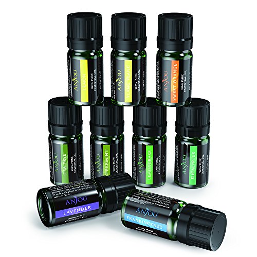 Anjou Aromatherapy Top 9 Essential Oils Set, 100% Pure Therapeutic Grade, Sampler Gift Kit, 9 x 5 ml (Tea Tree, Lavender, Frankincense, Lemongrass, Sweet Orange, Peppermint, Eucalyptus, Lemon etc.) Anjou Aromatherapy Top 9 Essential Oils Set, 100% Pure Therapeutic Grade, Sampler Gift Kit, 9 x 5 ml (Tea Tree, Lavender, Frankincense, Lemongrass, Sweet Orange, Peppermint, Eucalyptus, Lemon etc.)