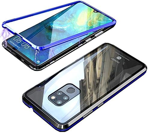 Funit Huawei Mate 20X Case, with [2 Pack] Screen Protector Magnetic Adsorption Metal Frame + Clear Glass Back Hard Hybrid Ultra Slim Support Wireless Charging Case for Huawei Mate 20X