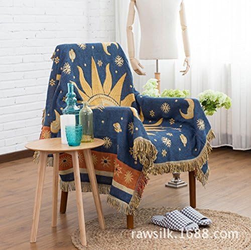 Awon AW161022 - Double Sided Cotton Throw Blankets with Fringe 51"x67" Table Cover (Sun-god)