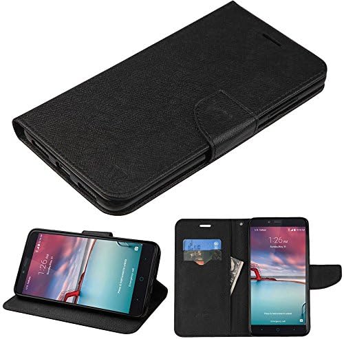 Grand X Max 2 Phone Case ,The Smart Choice (TM) ZTE Grand X Max 2 Wallet Pouch Fold Stand Cover Premium Leather Wallet with Card Slots (Black/Black)