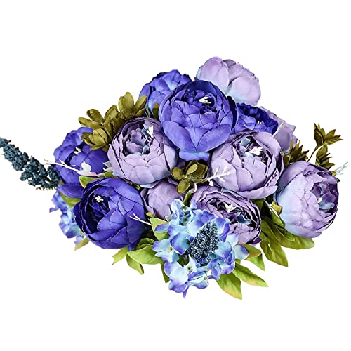 Luyue Peonies Artificial Flowers Vintage Faux Peony Arrangements Fake Flower for Vase Silk Floral Bouquet for Table Centerpiece Wedding Decoration Indoor Home Decor