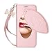 FYY Case for iPhone X/iPhone 10, [RFID Blocking Wallet][Makeup Case] Premium PU Leather Wallet Case with Cosmetic Mirror, Card Slots and Wrist Strap for iPhone X Edition (2017)/iPhone 10 Pink
