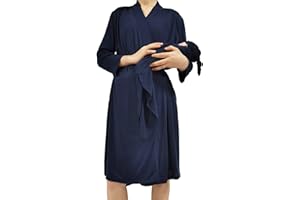 QTECLOR Mommy Robe for Maternity with Matching Swaddle Blanket Girls Boys, Delivery Labor Robe for Hospital Women Dress