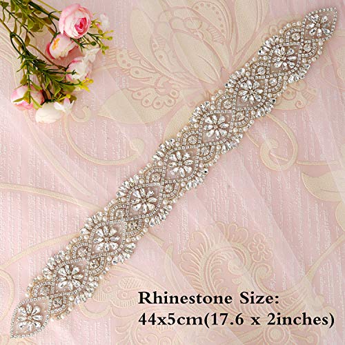 SoarDream Wedding Crystal Rhinestone Applique Bridal Wedding Applique Pearl Wedding Belts Party Dress Belt