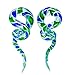 BodyJ4You 4PC Glass Ear Tapers Plugs 00G Blue Green Ribbon Teardrop Spiral Gauges Piercing Set