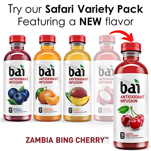 Bai Flavored Water, Safari Variety Pack, Antioxidant Infused Drinks, 18