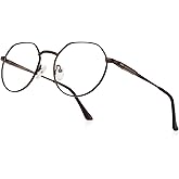 RB.Pilot Classic Round Polygon Reading Glasses for Men Women Light Blocking Computer Readers Spring Hinge Metal Frame